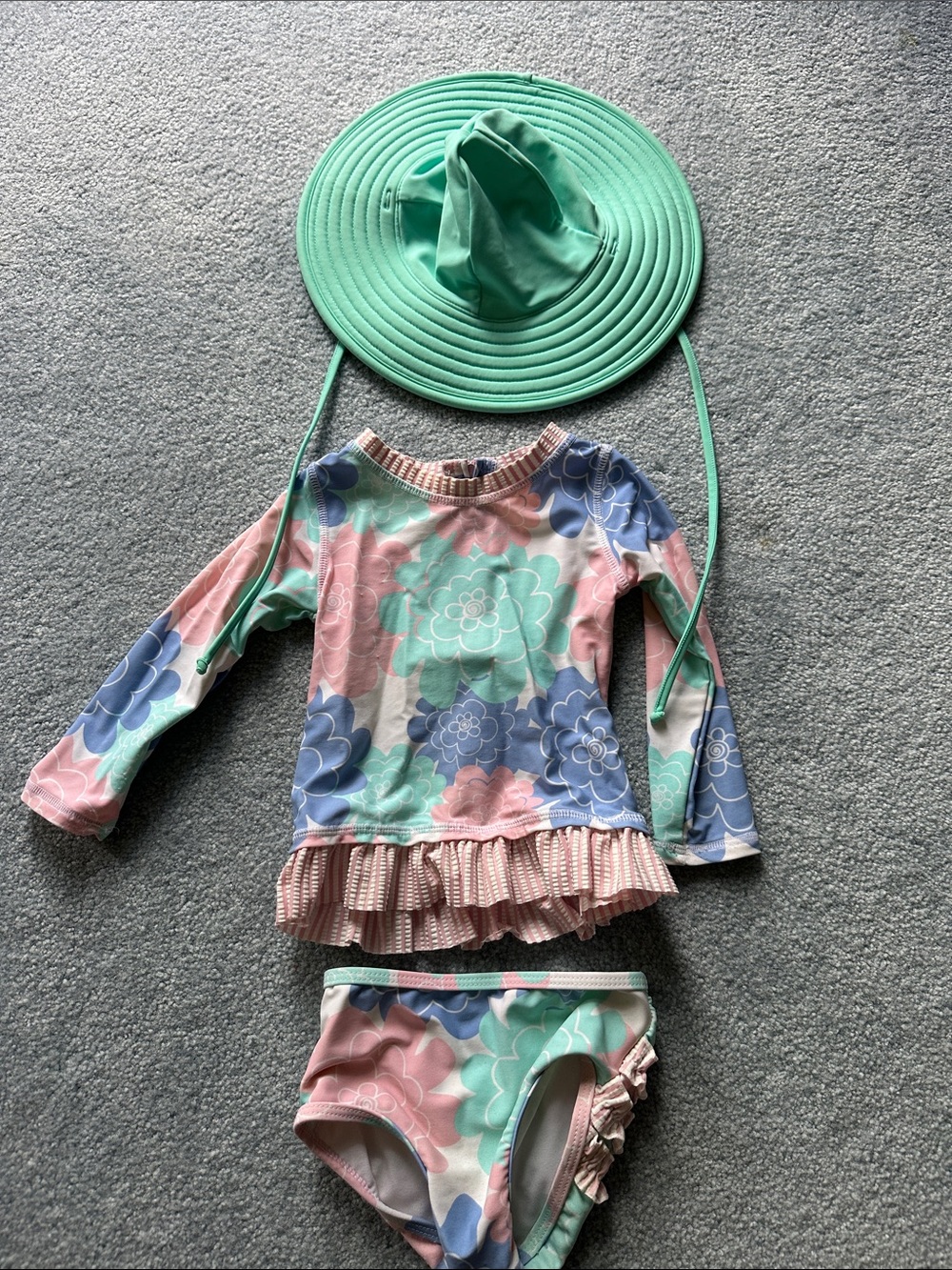 Ruffle Butts Pink and Blue Floral Swim Set